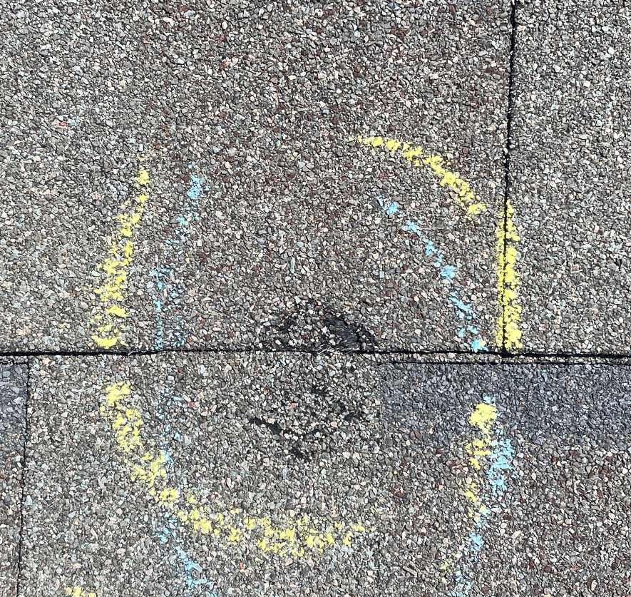 Hail damage shingles